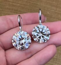 Diamond White Gold Round Drop/Dangle Earrings 18k Fine Earrings