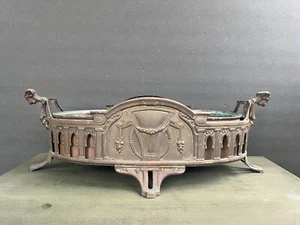 Cache Pot/Centrotavola da giardino con manico Art Nouveau ovale bronzo/rame - Foto 1 di 9