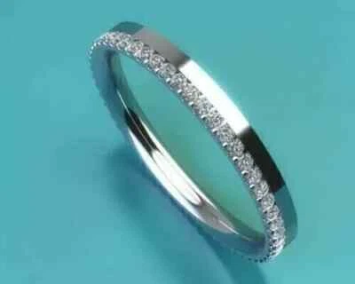 2Ct Round Cut Simulated Diamond Full Eternity Band Ring 14K White Gold Plated - Image 1 of 4