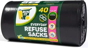 BIN IT 40 Everyday 70L Strong & Secure, Müllsäcke, Müllbeutel, Müllbeutel, flach - Bild 1 von 6