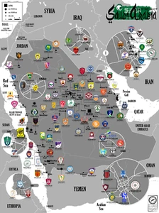 SAUDI ARABIA Football Clubs Map. Poster. Cartography. (30 x 40 cm). - Foto 1 di 1