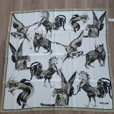 Bufanda de sarga de seda Roberto Cavalli envoltura de foulard nueva sin etiquetas - 35X35 PVP $300 Foto 1 de 4