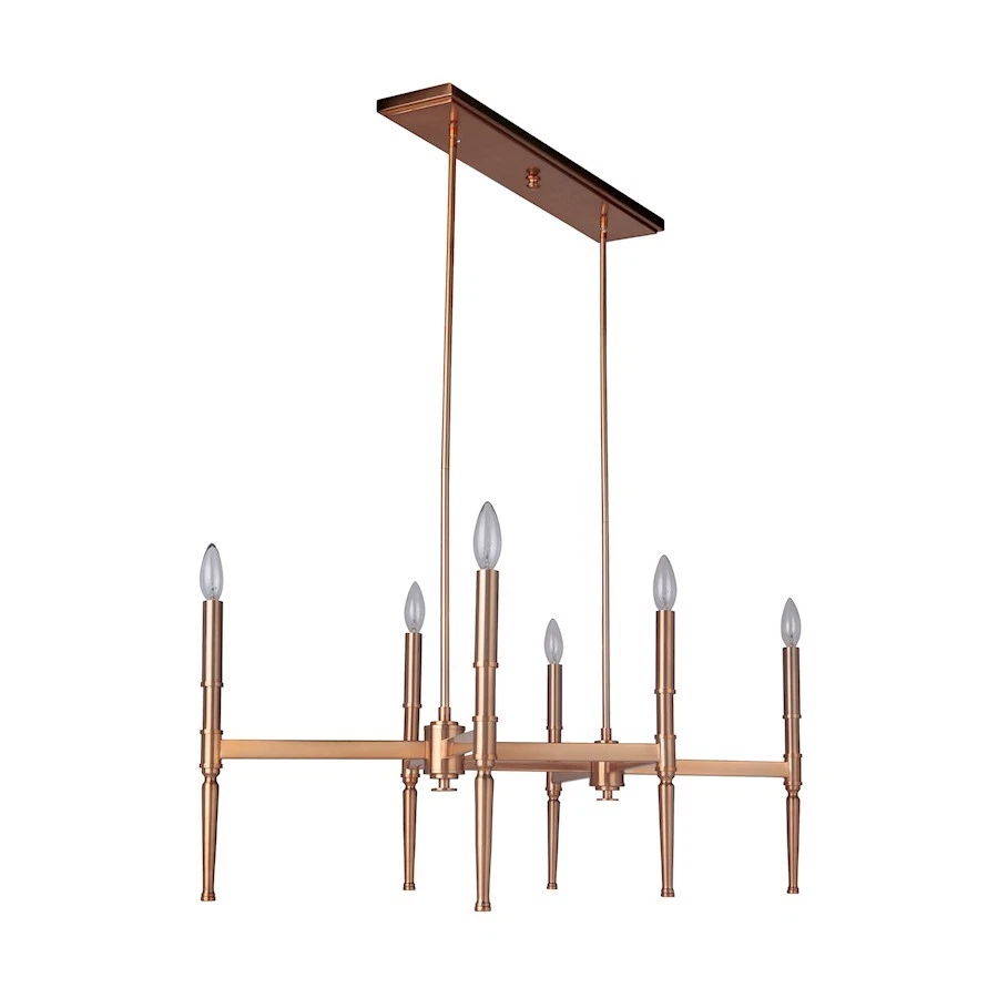 Lámpara de araña artesanal Ella 6 luces, latón satinado con pantalla de lino blanco - 44626-SB Foto 1 de 1