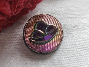 Bouton ancien en verre multicolore 1,7 cm motif G13A - Bild 1 von 4