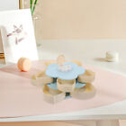 Double Layer Flower Candy Nut Serving Tray with Phone Holder Pink