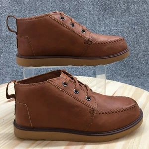 Toms Chukka Boots Youth 5 Brown Round Toe Laced Up Casual Leather 10009217 - Picture 1 of 14