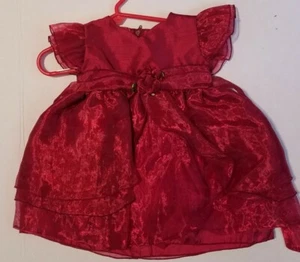Baby Girl Dress 9 Mth Vtg Party Peachy Kids Red Tulle Doll Flower Cap Sleeve  - Picture 1 of 3