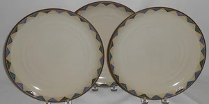 1980s Set (3) Noritake Stoneware ABILENE PATTERN Dinner Plates MADE IN INDONESIA - Picture 1 of 12