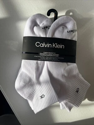 CALVIN KLEIN Mens Socks 1/4 Crew Cushioned Adult 6 Pair Shoe Size 7-12 White  - Image 1 of 3