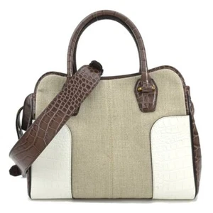 Echte TOD’S Handtasche Schultertasche braun/weiß geprägtes Leder/Canvas - h30506a - Bild 1 von 14