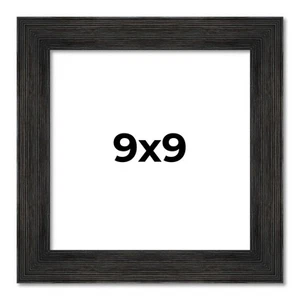 9x9 Frame Black Barnwood Picture Frame Modern Photo Frame UV Acrylic, Acid Free - Picture 1 of 9