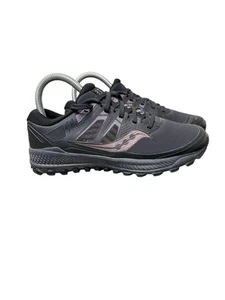 Saucony Peregrine ICE+ Women's Athletic Running Shoes, Black/Lavender - S10541-2 - Picture 1 of 6
