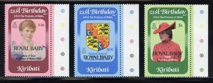 Kiribati 407-409 MNH, Royal Baby Set with Traffic Light Selvage from 1982. - Picture 1 of 1