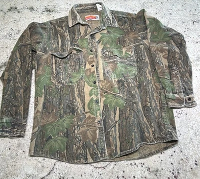 De Colección Winchester Para Hombres TreBark Camisa Camuflada Caza EE. UU. L Abotonada Gruesa Pesada Años 90 Foto 1 de 4