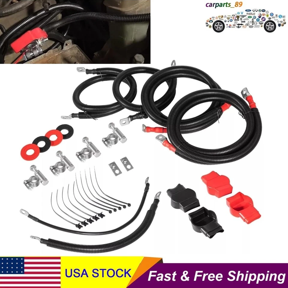 Kit de cables de batería 4437-90 para Ford Superduty F250 F350 F450 2003-2007 90 grados Foto 1 de 4