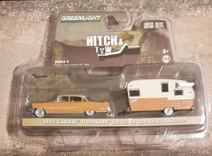 Greenlight 1955 Cadillac Fleetwood Series 60 & Shasta Airflyte 1:64 Hitch & Tow - Bild 1 von 7