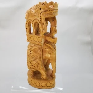 Vintage Sandalwood Fine Hand Carved Ambari Royal Safari Elephant 6.5” Fiigurine - Picture 1 of 10