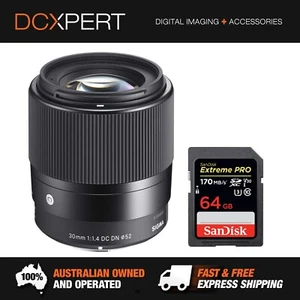 SIGMA 30MM F/1.4 DC DN CONTEMPORARY LENS FOR MICRO FOUR THIRDS (4302963) + CARD - Picture 1 of 8