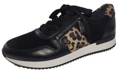 " GABOR " Damenschuhe / Sneaker in Schwarz- Leo Gr. 4 / 37 mit Wechselfußbett