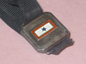 WW2 Son In Service Antique Sterling Locket ~ Enamel Blue Star ~ Grosgrain Band - Picture 1 of 4