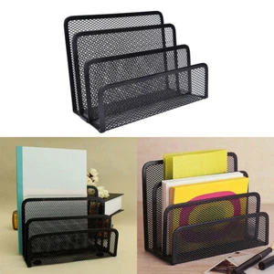 Black Mesh Letter Paper File Storage Rack Holder Tray Organiser Desktop Offi3C - Picture 1 of 10