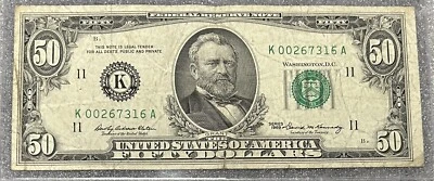 1969 Dallas 50$ dollar bill Fr. 2114-K FRN K00267316A LOW SERIAL NUMBER 50BL20 - Image 1 of 4