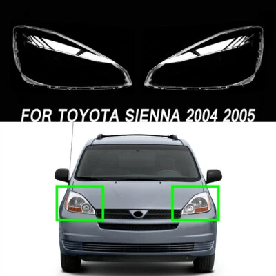 Par de cubiertas de faros transparentes para Toyota Sienna 2004 2005 carcasa de lámpara de lente Foto 1 de 4