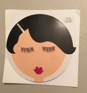 NEW Hallmark Signature Blank Card Brunette Doll Face With Faux Lashes - Picture 1 of 5
