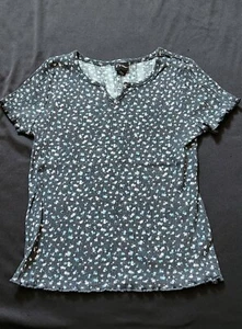 ART CLASS Top Size L (10/12) Girls Casual Black Floral Ribbed Knit Casual - Picture 1 of 6