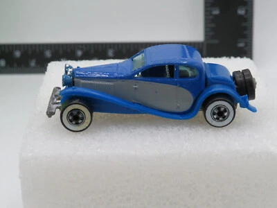 1980 Hot Wheels 1937 BUGATTI Blue & Gray W/White Wall Tires Malaysia Good Shape - Image 1 of 3