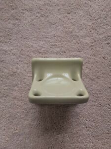 Vintage Pale Green Ceramic Porcelain Toothbrush and Cup Holder 