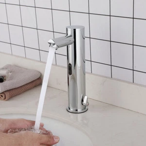 Chrome Bathroom Basin Faucet Automatic Sensor Deck Mounted Brass Mixer Water Tap - Picture 1 of 6
