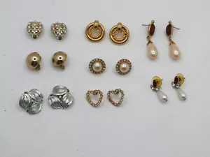 Vintage 1980's Clip-On/Pierced Earrings 8 Pairs Two Signed Coro Lot B - Picture 1 of 7