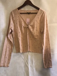 Wild Fable Womens XXL Long Sleeve Romantic Rose Tiny Pink Floral Tee NWT - Picture 1 of 5