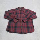 Levis Shirt Men Large Red Button Down Plaid Casual Long Sleeve Logo Chest Pocket