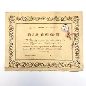Raro Diploma di 2° premio con medaglia Fiera mostra bestiame città di Lecco - Imagen 1 de 6