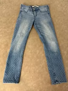 Abercrombie & Fitch Womens Polka Dot Light Wash Straight Denim Jeans Mid Rise 2 - Picture 1 of 8