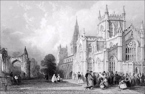 SCOTLAND - NEW CHURCH and ABBEY of DUNFERMLINE (Fifeshire) - Engraving from 19th - Picture 1 of 2