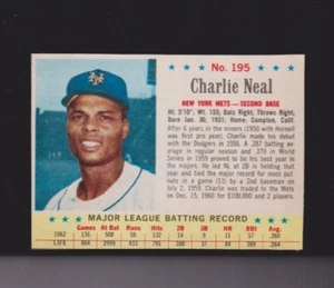 1962 Post Baseball Star Karte Charlie Neal #195 - Bild 1 von 4