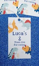 10 Small Dinasaur Personalised Birthday Gift Tag Topper Crafts Party Bag Product