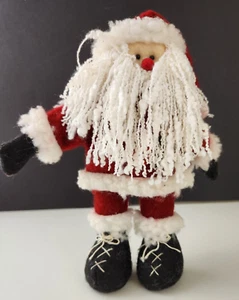 Vintage Babbo Natale peluche vestiti filato capelli piedi pesati in piedi 9" - Foto 1 di 4