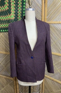 Vintage Jacket 100% Wool Blazer Houndstooth Womens 8 - Picture 1 of 12