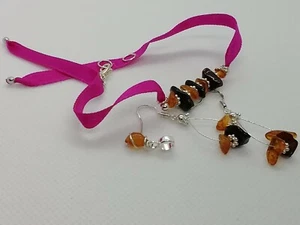 Hand Made Baltic Amber Earrings, Bracelet & Charm Set - Picture 1 of 12