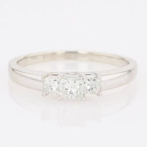 .51ctw Princess Cut Diamond Three-Stone Engagement Ring 14k White Gold Size 8.25 - Picture 1 of 6