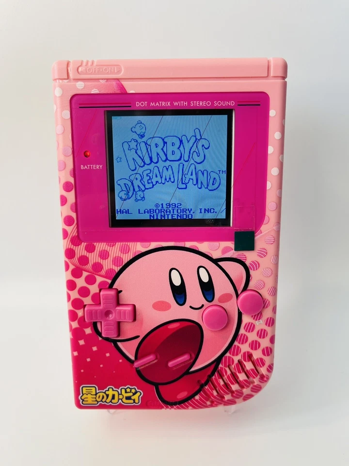 Custom Gameboy, IPS Backlit LCD Nintendo GB Kirby Game Boy Pink NEW - Image 1 of 4