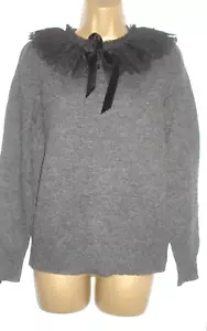 Boden Ladies Grey Frilly Neck Knitted Jumper Size 10UK KO529 - Picture 1 of 3