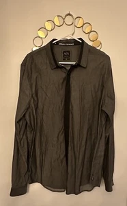 Armani Exchange Mens Dress Shirt Size Extra Large Black with Darker Black Trim - Picture 1 of 6