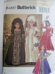 Masquerade Dress Mask Gown Costume Girls 2 3 4 5 B4887 Butterick Sewing Pattern - Picture 1 of 7
