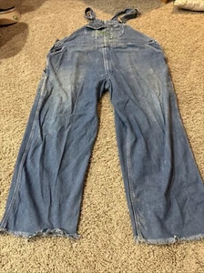 Vintage Key Imperial Work Farm Hipster Trucker Bib Overalls Mens Size 54x30 - Picture 1 of 11
