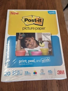 NEW! Post-it Picture Paper 20 Sheets 8.5X11 Semi Gloss 3M 7.5 ML Thick  - Picture 1 of 1